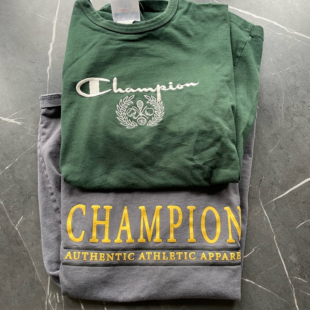 Champion Forest Green and Charcoal Gray Tee Shirt Set
